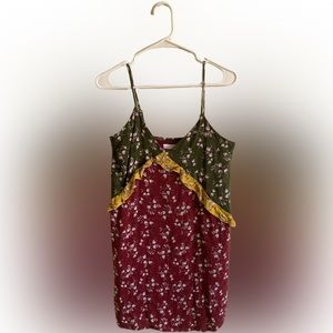 Coco + Jaimeson Into The Woods Ruffled Floral Color Block Dress